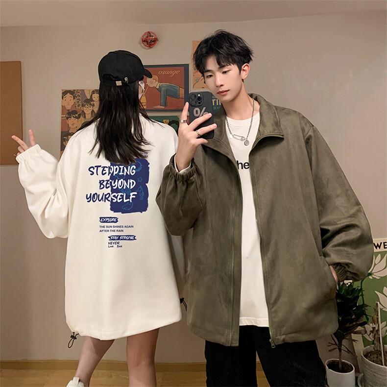麂皮绒夹克男大码立领褂子外套JK85345-P68加绒款-P78,男装夹克,电商A040