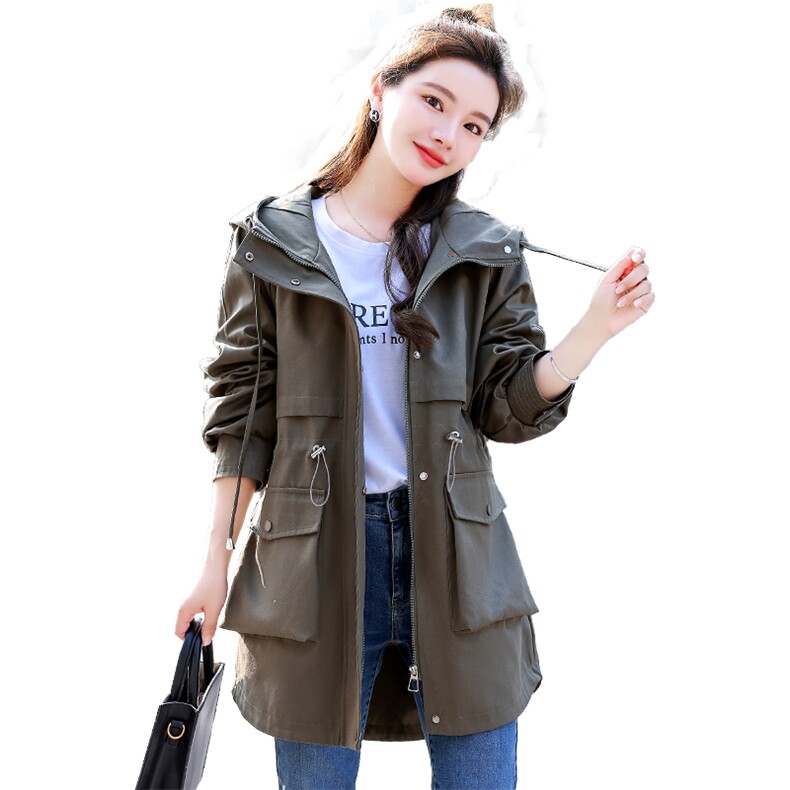 大码风衣女春秋款韩版宽松胖mm加肥加大显瘦派克服200斤工装外套,女装风衣,妃曼