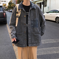 秋冬港风休闲街头运动风口袋班服牛仔衣夹克外套男装W1377-P58，男装夹克，星座512-2