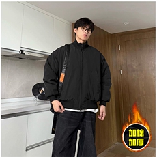 现货冬季美拉德立领飞行夹克廓形高街棒球服加棉加厚棉衣外套，男装夹克，电商A486-1