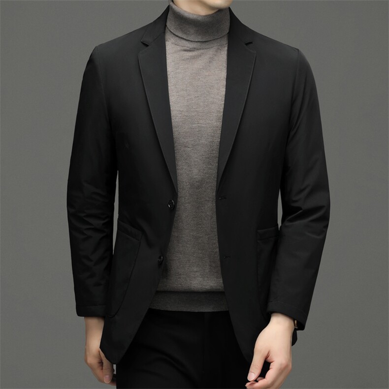 2023新款西装羽绒服男中年冬季商务休闲西服爸爸装厚款保暖外套,男装羽绒服,电商B212（原钱塘6029）