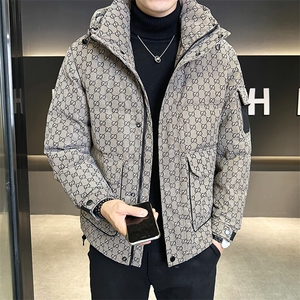 字母暗花贴标PU皮羽绒服外套男上衣 控劵后288 A329-YR9863-P205图片