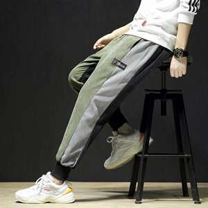 20春季新款日系黑墙大码工装灯芯绒潮流宽松撞色休闲裤K1017-P45图片