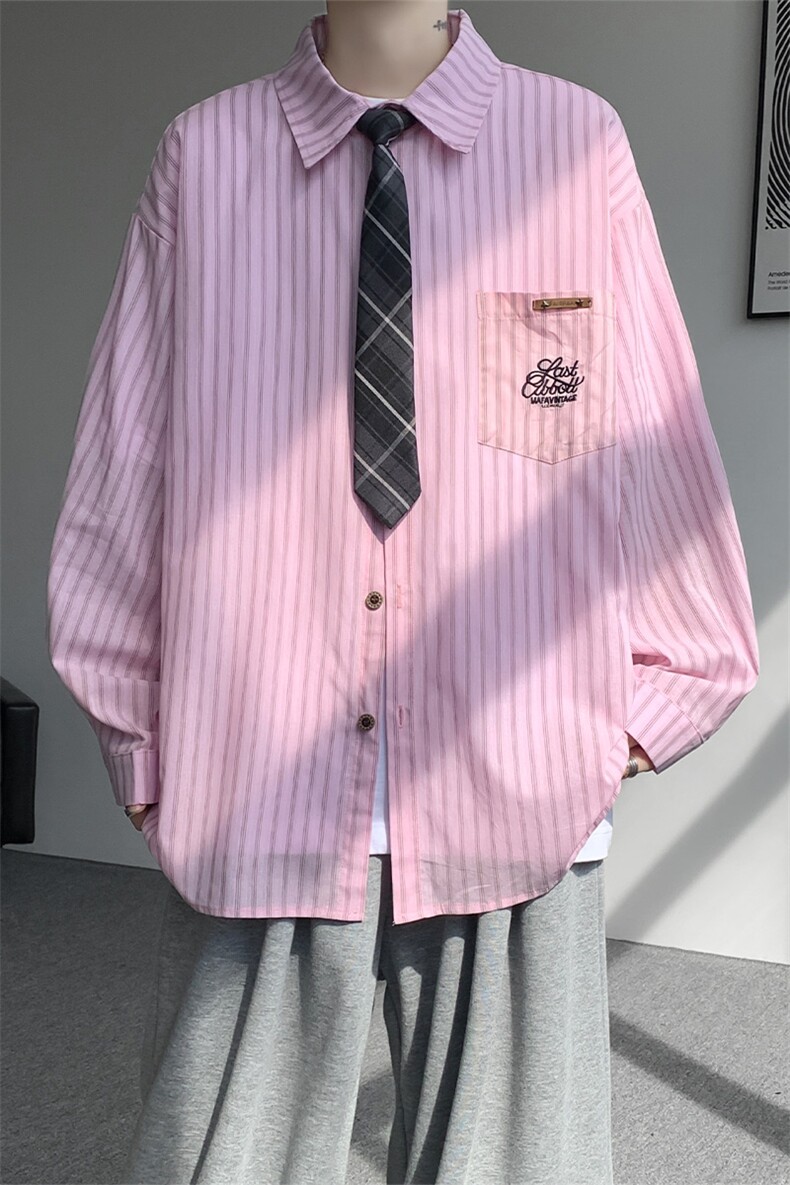 现货CS1163-特P53新款百搭条纹大码男衬衫,男装衬衫,电商A059