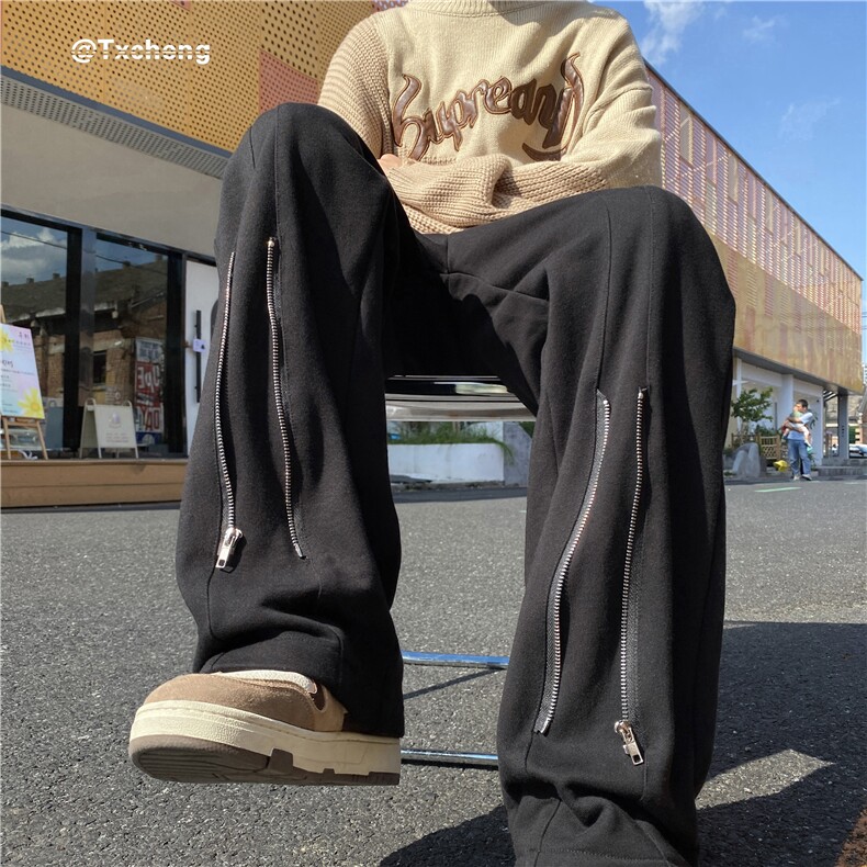 港风秋季新款宽松潮流卫裤拉链设计休闲裤B315-K23484-p60控78图片
