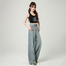1506-1/KY7531/P43冬新款复古设计感大码时尚高腰显瘦牛仔裤男女，男装牛仔裤，星座1506-1