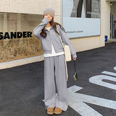 奶盐系黄色休闲运动套装女2025年春秋季新款加厚卫衣阔腿裤两件套，女装套装/套裙，2C317
