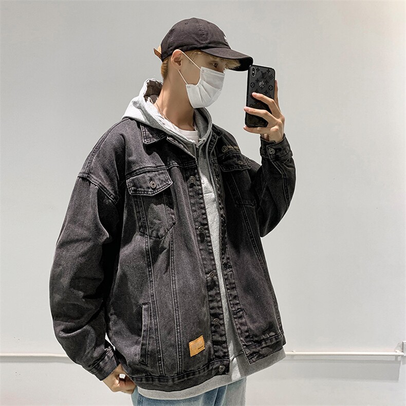 2021秋季港风学生大码男休闲新款牛仔外套工装夹克J120-P75,男装夹克,电商A001