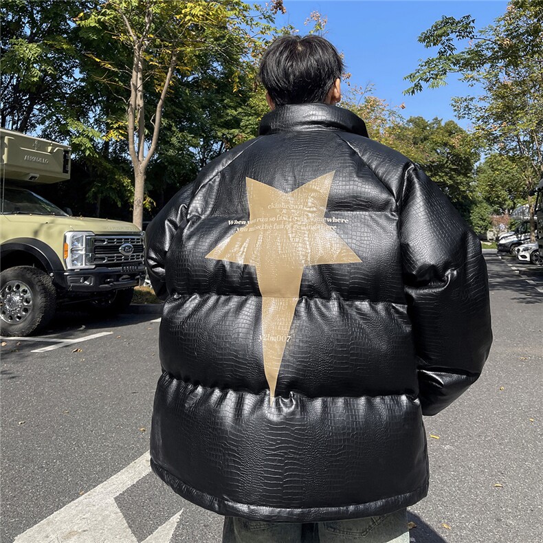 港风鳄鱼纹印花字母设计棉衣大码潮流休闲棉衣男MY77730P128控168，男装棉衣，星座227-7