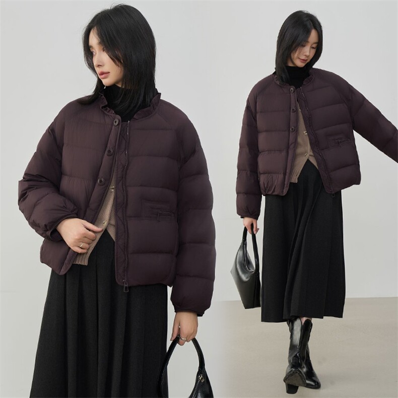 2025年冬季休闲风白鸭绒保暖常规90白鸭绒,女装羽绒服,阳光伊恋