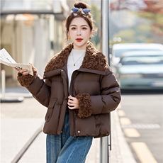 羽绒服女款2025年新款时尚洋气短款白鸭绒气质大翻领冬季保暖外套，女装羽绒服，意芙