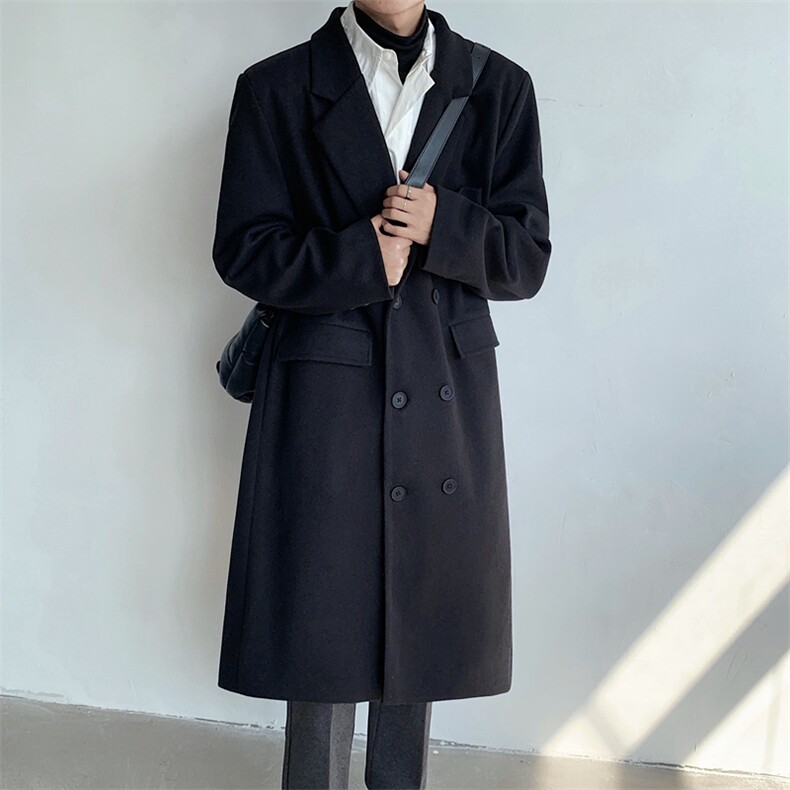 中长款毛呢大衣男2024新款春秋季棉外套高级感英伦风衣JK0252-P98，男装风衣，星座308B-2