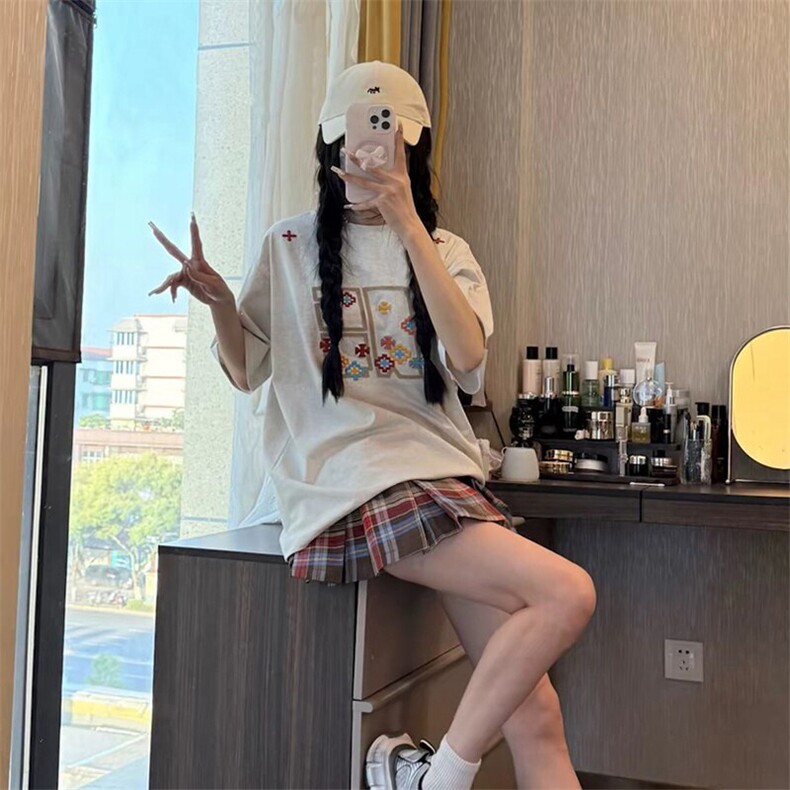 万针全刺绣工艺高品质260克双纱纯棉美式高街短袖T恤特P33,男装T恤,电商A486