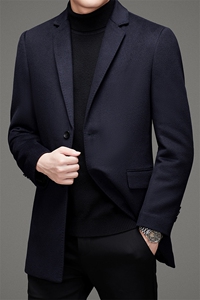 秋冬21男士毛呢大衣棉羊毛呢子双面尼中长款小西服MSNA2362-P380图片