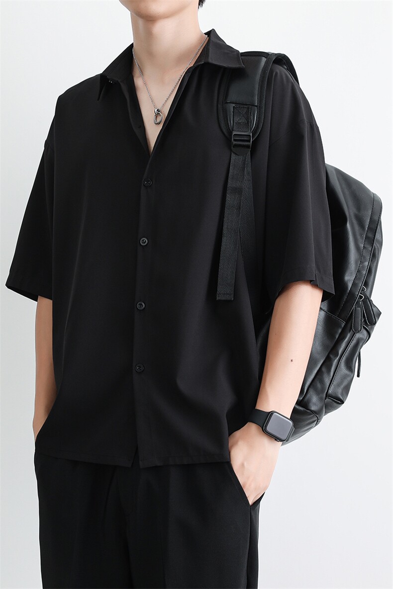 2024夏季薄款冰丝大码短袖男ins高街宽松垂感衬衫CY009-P30,男装衬衫,星座214-3