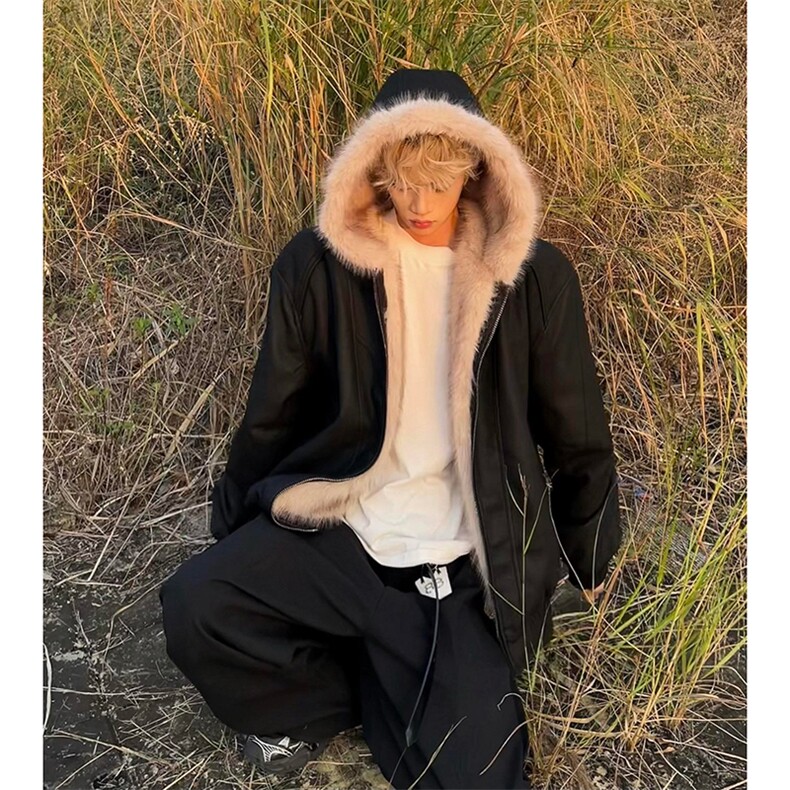 小众复古大毛绒立领设计感麂皮绒棉服男女生秋冬季加厚保暖外套潮,男装棉衣,星座302B