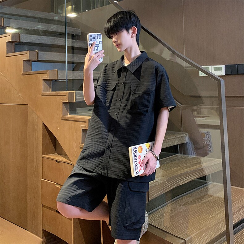 夏季工装衬衫男短袖短裤两件运动套装TZ38特P65,男装衬衫,电商A309