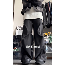 04美式高街设计感褶皱拖地微喇休闲裤垂感西裤XZ211-1-K2315-P55，男装西裤，星座211-1