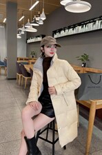 冬季羽绒服拼色长款，女装羽绒服，斐伦缇娜