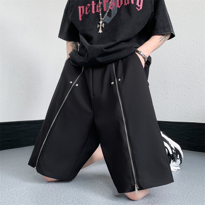 B221 美式高街暗黑小众高品质西裤个性拉链短裤 LK23091-P60 控78图片