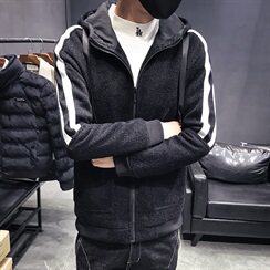 加绒加厚连帽蜈蚣纱修身韩版夹克外套男C301-JK70-P118，男装夹克，电商C301