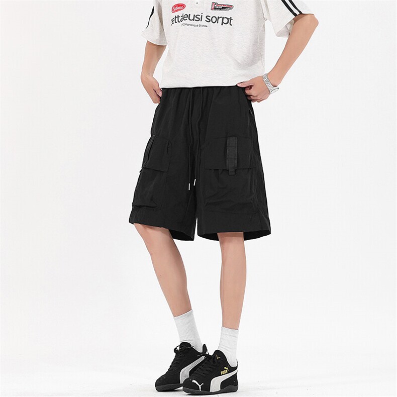 夏季2025新款冰丝侧边拉链大口五分裤袋速干宽松短裤K1279P45控78,男装牛仔裤,星座906-1（原电商a316-2）