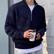 半拉链开衫毛衣男士厚实慵懒宽松休闲百搭针织衫男，男装针织衫/毛衣，星座410-6（原星座1304-1）