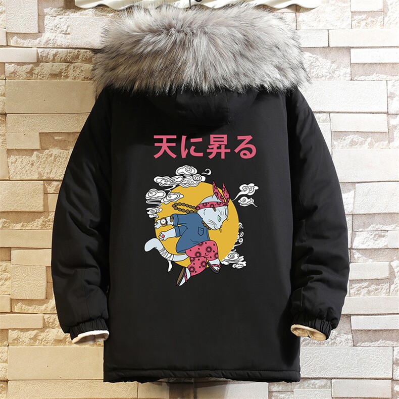 MM48012-P130 冬季大毛领衣男士大码加厚袄男服 砖墙图片