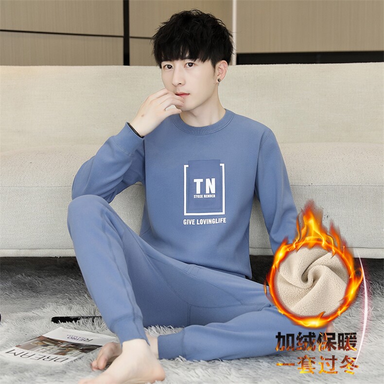 秋冬保暖内衣男士秋衣秋裤加绒加厚青少年学生套装TZ3136-P67,男装棉衣,星座310B-3