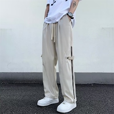 夏季薄款休闲裤男女高街运动阔腿裤个性拉链纽扣直筒工装裤~MK798，男装休闲裤，星座601-2