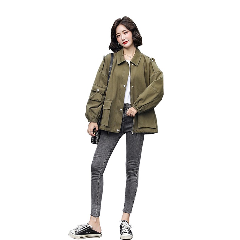 牛仔外套女2022春装新款韩版宽松复古港味百搭工装夹克,女装短外套,梦懿尔