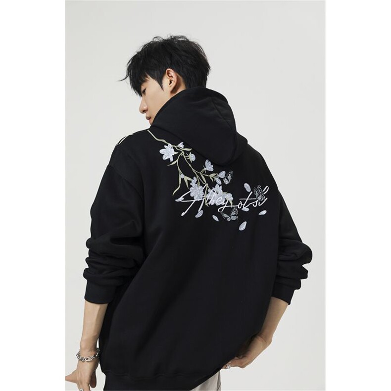 万针刺绣结构设计重磅秋冬全棉高品质美式高街连帽卫衣外套Y7722，男装卫衣，电商A486