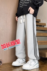 加长版裤子男款高个子188休闲条纹卫裤115cm运动裤KZ017P48加绒58，男装休闲裤，电商B312