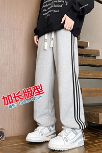 加长版裤子男款高个子188休闲条纹卫裤115cm运动裤KZ017P48加绒58图片