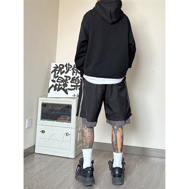 B221美式ins高街暗黑小众假两件休闲短裤五分裤LK23062-P55控78,男装休闲裤,电商B221
