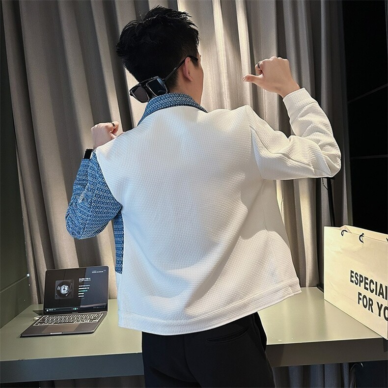 春季拼接撞色夹克男高级感休闲发型师男装外套潮牌春秋衣服百搭,男装夹克,星座506A