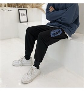 港风休闲裤男宽松印花百搭潮流束脚裤运动卫裤NK02-P50图片