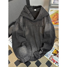 JK8605-P56水洗做旧连帽牛仔卫衣，男装卫衣，电商B323A