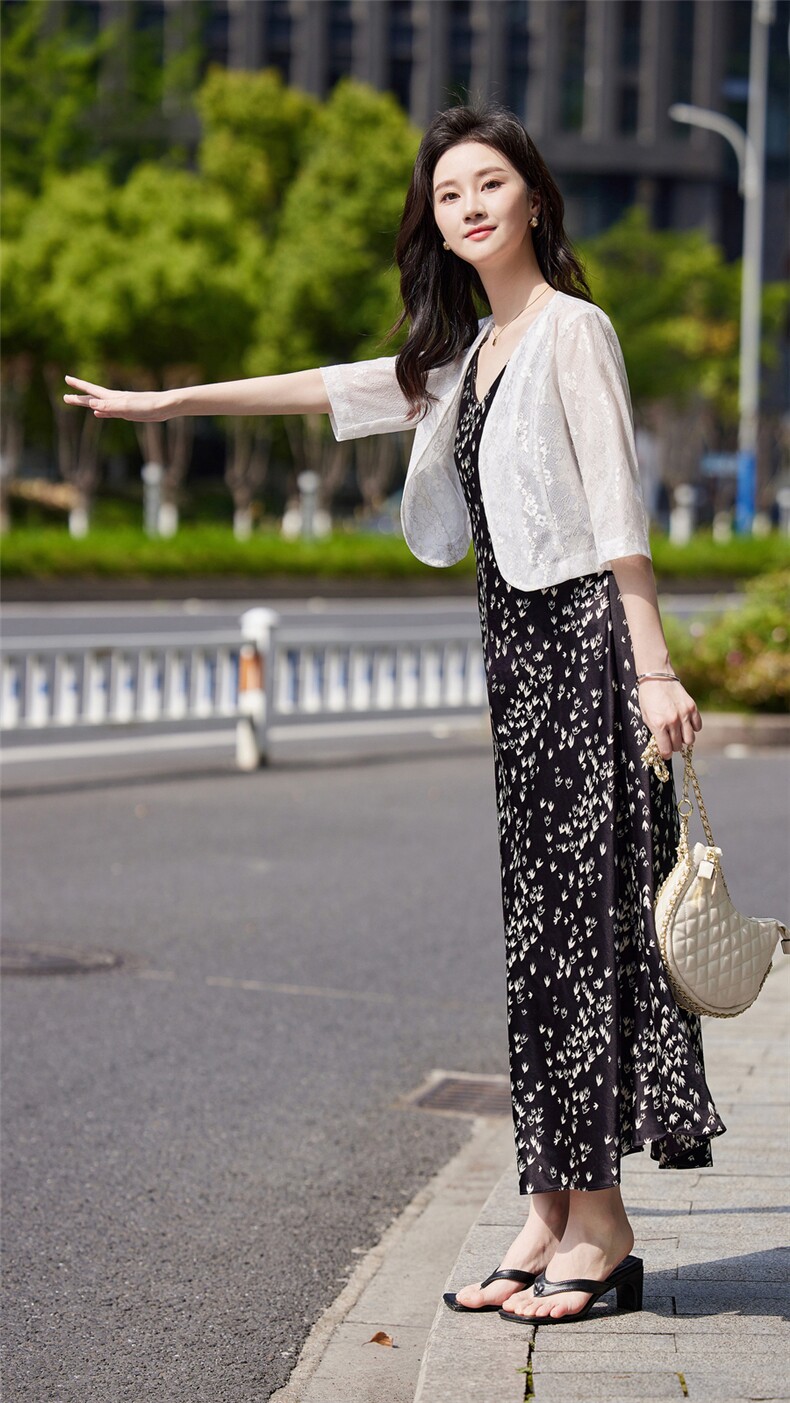 小香风外套配连衣裙女2026夏装新款高端百搭披肩上衣，女装蕾丝衫/雪纺衫，婵米儿