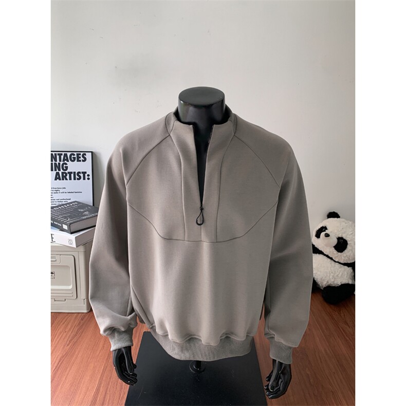 W8596P55控88假模高品质曼巴棉360克拼接个性半高拉链卫衣,男装卫衣,电商B205