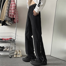 拉链牛仔裤男女2024新款春秋直筒微喇裤子高街vibe潮牌~K9952-p55，男装牛仔裤，星座601-2