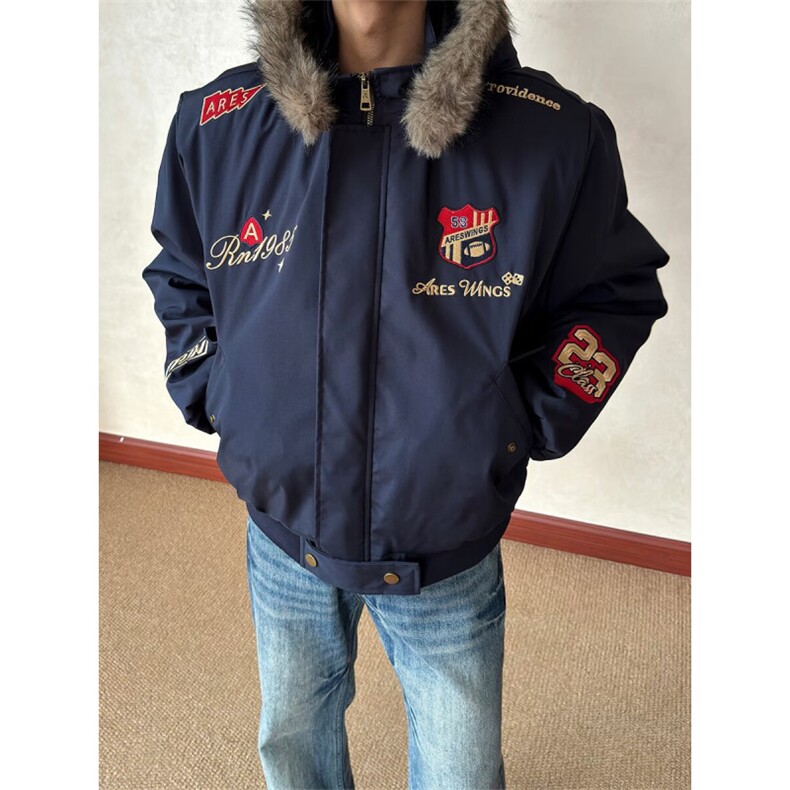 W11023-P108网图现货羊羔毛棉服棉袄保暖棉衣厚外套ins百搭潮流,男装棉衣,星座1608