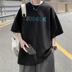 已注册/夏季外景新款帅气兔子纯棉短袖T恤男宽松打底衫DT9899/P25图片