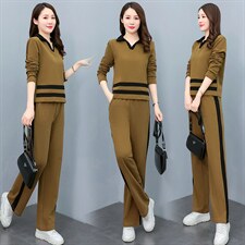 韩版时尚气质休闲套装女秋季新款长袖显瘦两件套运动服，女装套装/套裙，妙形