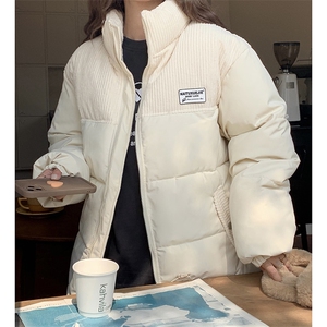 王鹤棣同款灯芯绒棉服冬季2023oversize情侣复古加厚短款外套图片