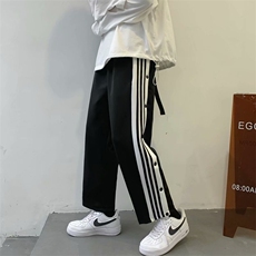 现货夏季阔腿裤百搭直筒侧排扣裤男宽松篮球裤运动裤子男K079-p35，女装休闲裤，星座1008-2
