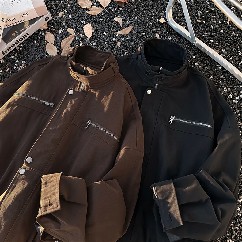 美式复古工装外套男秋冬季潮牌痞帅休闲短款立领夹克JK08577-P75,男装夹克,星座308B-2
