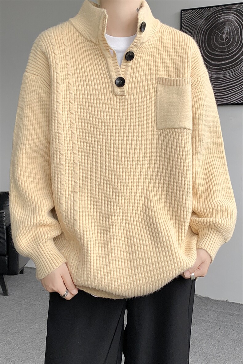 8XL-M特大码冬季立领毛衣纽扣高级设计感情侣?袖毛衫MY1208P65,男装针织衫/毛衣,电商D206-1