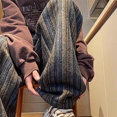 美拉德条纹裤子男春秋季新款加肥加大码直筒休闲长裤，男装休闲裤，星座1013