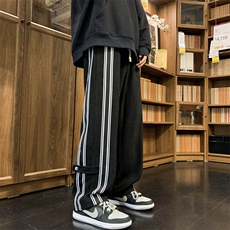 ！春季新款休闲裤条纹织带运动裤直筒裤313A-1-NK90-P65控78，男装休闲裤，星座808A-1